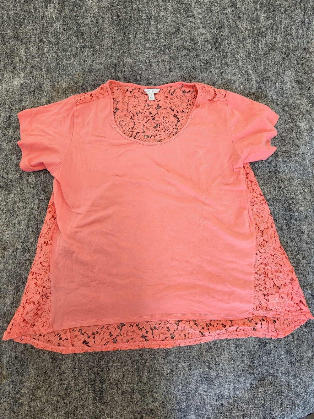 Boutique+ Coral Short Sleeve Lace Back Top 1X
